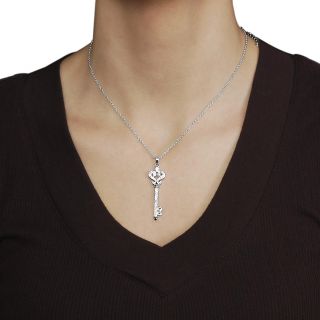 Journee Collection Silvertone Cubic Zirconia Key Necklace