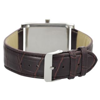 Geneva Platinum Mens Genuine Leather Strap Watch
