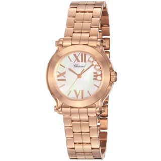 Chopard Womens Happy Sport Round Rose Gold Bracelet Quartz Watch