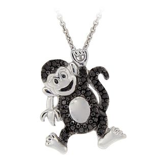 DB Designs Sterling Silver Black Diamond Accent Playful Monkey