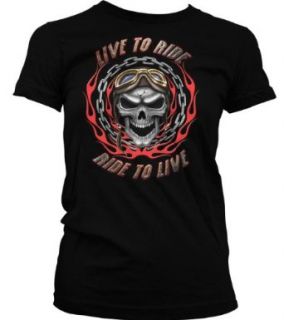 Ride To Live, Live To Ride Juniors T shirt, Skull Chains