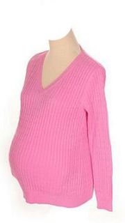 Lilo Maternity Cable V neck Sweater Clothing