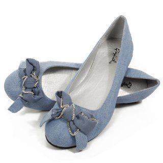 Salya403 Denim Bow Ballet Flat LIGHT BLUE Shoes