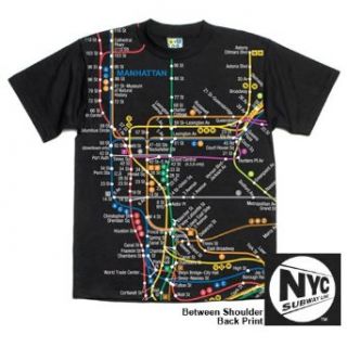 NYC Subway Line Manhattan Map T Shirt   Black Clothing