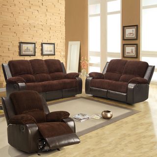 Arbor Chocolate Brown Corduroy 3 piece Living Room Recliner Set