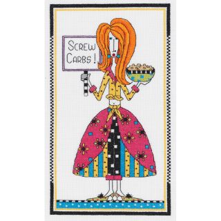 Dolly Mamas Screw Carbs Counted Cross Stitch Kit 6X10 14 Count