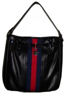 Womens Tommy Hilfiger Bucket Tote Handbag (Black/Navy/Red