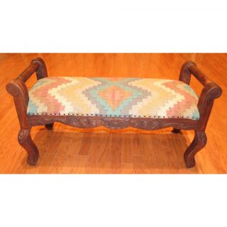 Handmade Kilim Upholstered Scroll Bench (India) Today $449.99