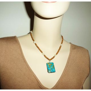 Every Morning Design Bold Turquoise Rectangle Necklace