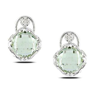 Miadora Sterling Silver Green Amethyst and Diamond Accent Earrings (G