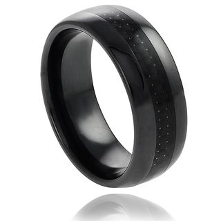 Daxx Ceramic Black Carbon Fiber Inlay Band (8 mm)