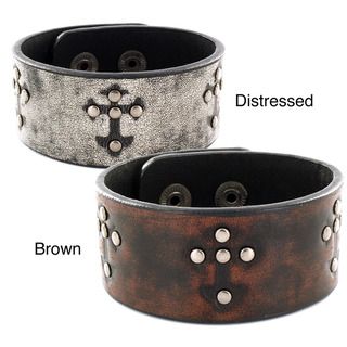 Leather Snap Cross Cuff Bracelet