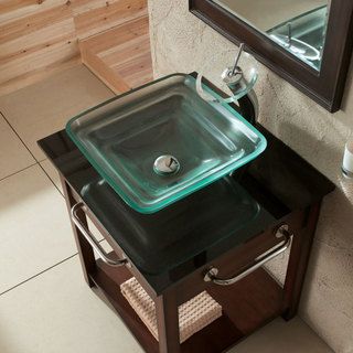 CAE Frosted Glass Sink with Waterfall Faucet