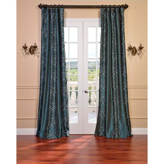 Tulon Ocean Faux Silk Embroidered 120 Inch Curtain Panel