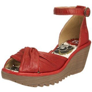 London Womens Yva Open Toe Wedge,Red,41 EU (US Womens 10 M) Shoes