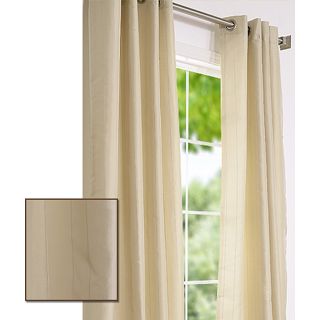 Striped Bone Faux Silk Jacquard 95 inch Curtain Panel