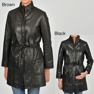 Knoles & Carter Womens Belted Leather Jacket
