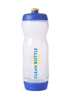Clean Bottle 22 Ounce Water Bottle, White/Blue Sports