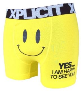 Xplicit Funny Happy Face Novelty Boxer Shorts Yellow M