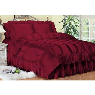 Charmeuse Red Satin 4 piece Full size Comforter Set