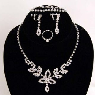 Diamantes Necklace Earrings Ring Bracelet Set 5pcs