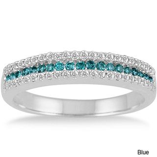10k Gold 2/5ct TDW Blue or Champagne and White Diamond Band