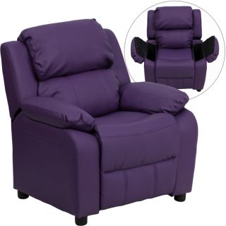 Deluxe Heavily Padded Contemporary Purple Vinyl Kids Recliner with