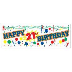 Happy 21st Birthday Sign Banner Party Accessory (1 count