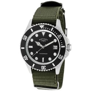 Rotary Mens Classic Military Green Canvas Watch