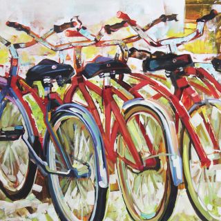 Art in Style Bicycles in a Row Hand Painted Wall Art Today $147.99