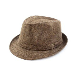 Stylish Brown Flax Design Fedora Hat for Men and Women Shoes