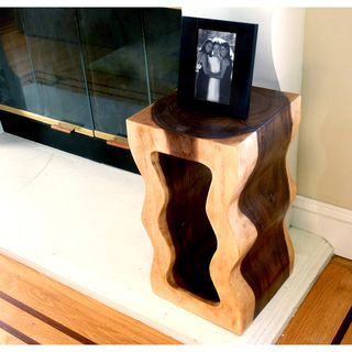 Shaped Monkey Pod Wood Accent Table (Thailand)