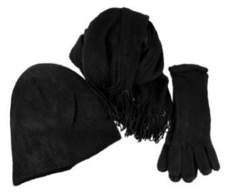 Super Soft Black Winter Scarf, Hat, Gloves Set Clothing