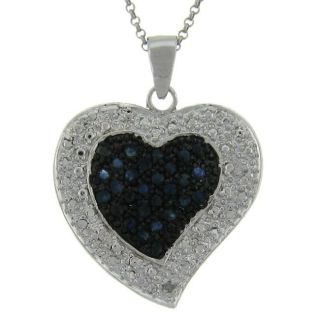 Sterling Silver Sapphire and Diamond Accent Heart Necklace