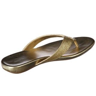 Nine West Womens Heydarling Gold Flat Thong Sandals