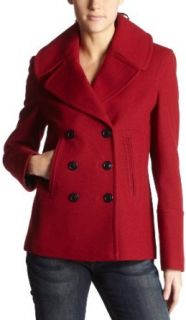 Fleet Street Womens Melton Coat,Tango Red,Large Clothing