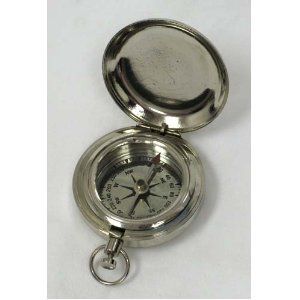 1 3/4 Chrome Plated Pocket Compass with Cover   Hiking