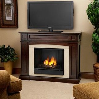 Rutherford Real Flame Dark Mahogany Ventless Gel Fireplace