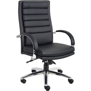 Boss Executive Ribbed Chair in Black Caresoft Plus