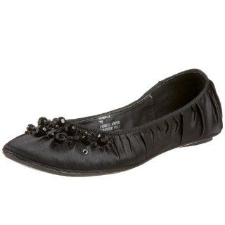 Steve Madden Womens Stonezz Ballerina Flat,Black Satin,5 M US Shoes