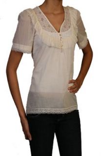 Rebecca Taylor Ruffle Lace Blouse in Sugar: Clothing