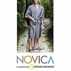 Mens Cotton Bamboo Shadow Robe (Indonesia)