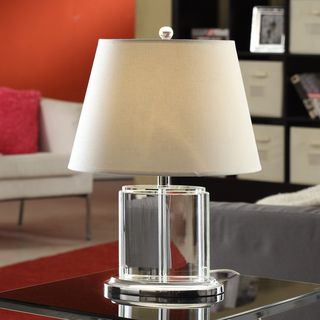 Oval Crystal Table Lamp with White Drum Shade
