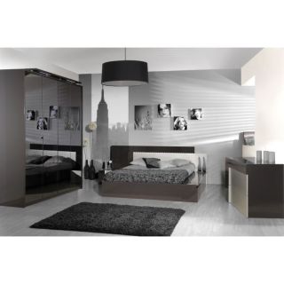 Grey lit 180 cm laqué gris métal et gris avec LED et environnement