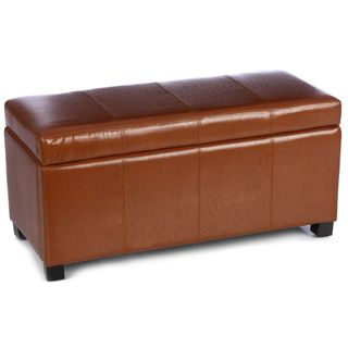 Warehouse of Tiffany Toffee Brown Faux Leather Ariel Storage Bench