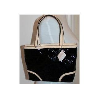 Coach Signature Black Peyton Embossed Patent Tote Leather Small Top
