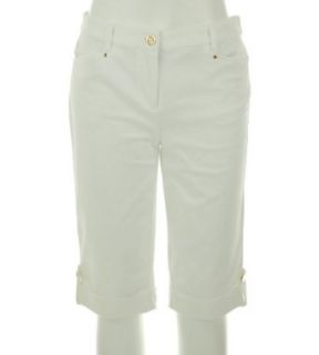 JM Collection Plain Front Cuffed Shorts White 2P Clothing