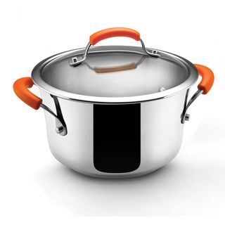 Rachael Ray Stainless Steel Cookware Orange Handles 4 Quart Covered