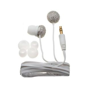 Nemo Digital White Crystal Pave Ball Earbud Headphones Today $11.99 5