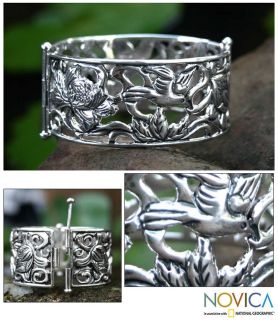 Sterling Silver Songbirds Bangle Bracelet (Indonesia)